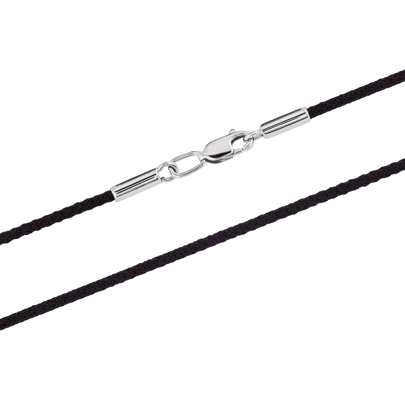 Шнурок синтетический с серебряной застежкой Черный