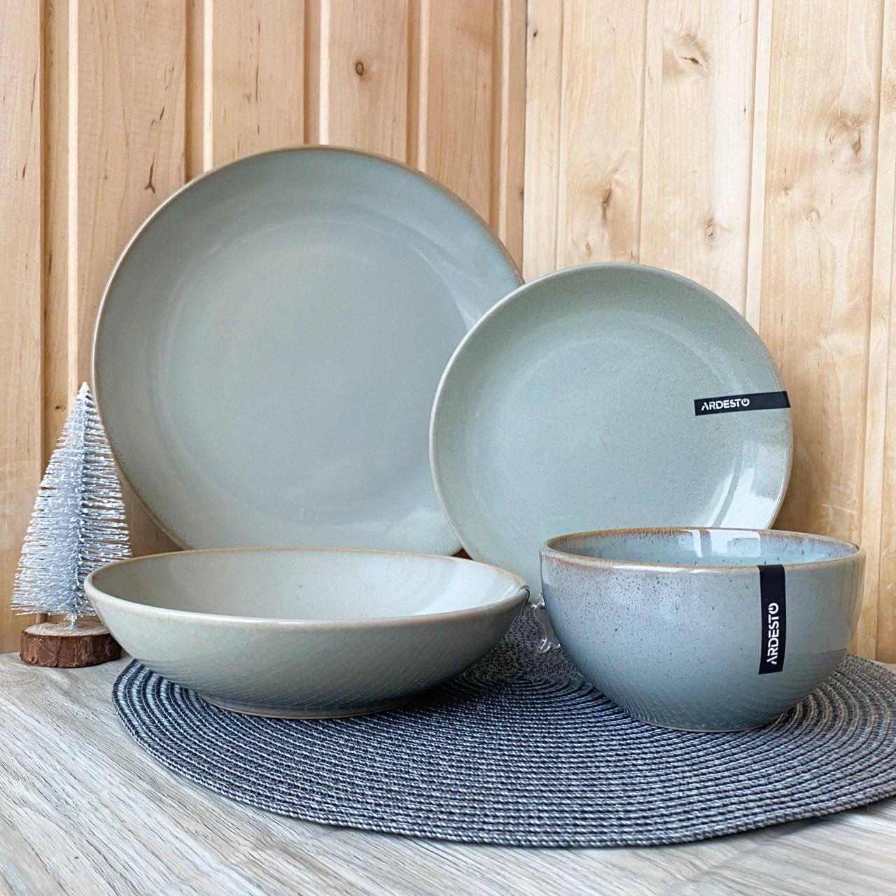 Сервиз столовой посуды Ardesto Lecco 48 предметов на 12 персон Пастельный зеленый - фото 3 Сервиз столовой посуды Ardesto Lecco 48 предметов на 12 персон Пастельный зеленый - фото 3