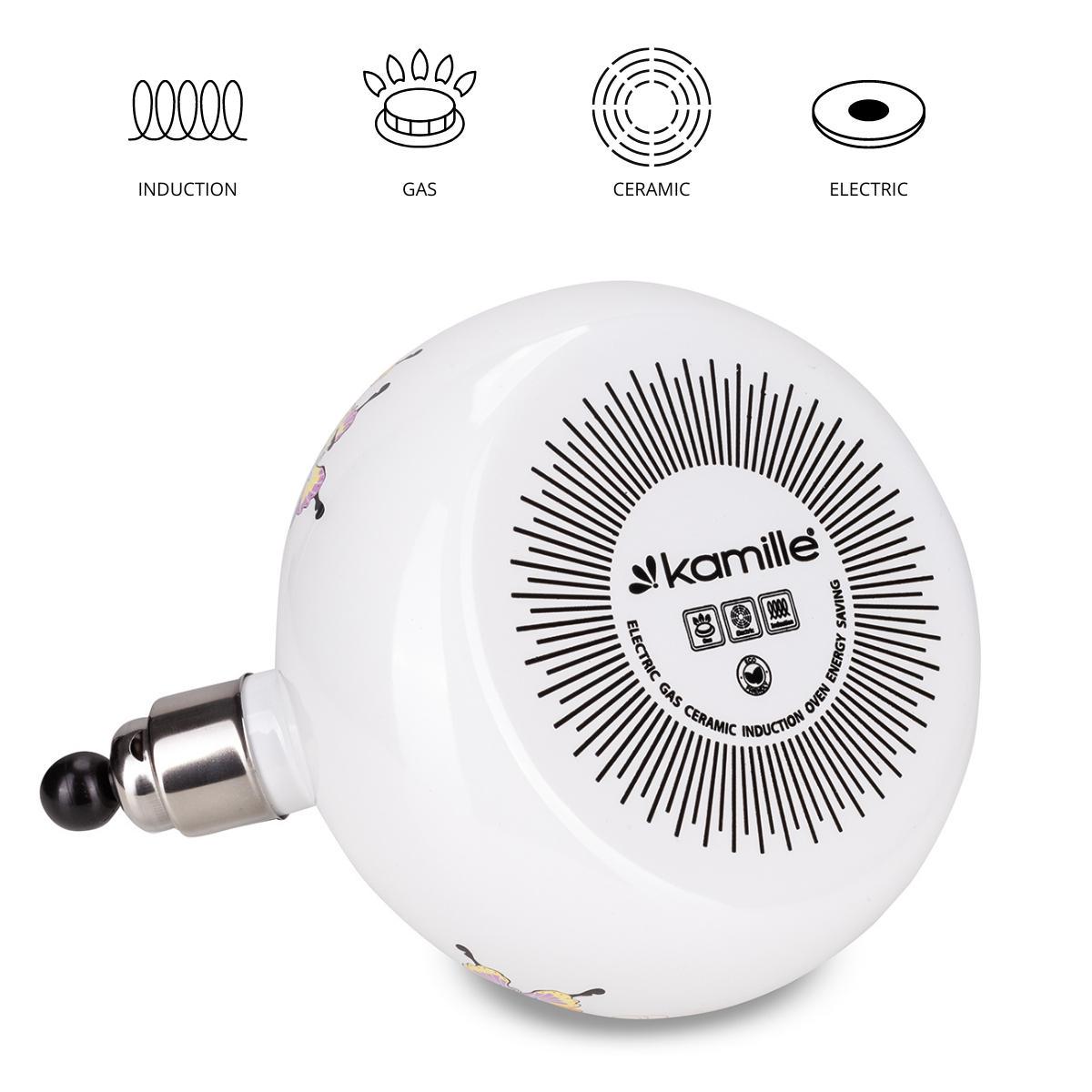 Чайник со свистком Kamille KM-1035 с рисунком из эмалированной стали 2,5 л Белый (150-84-1035) - фото 3 Чайник со свистком Kamille KM-1035 с рисунком из эмалированной стали 2,5 л Белый (150-84-1035) - фото 3