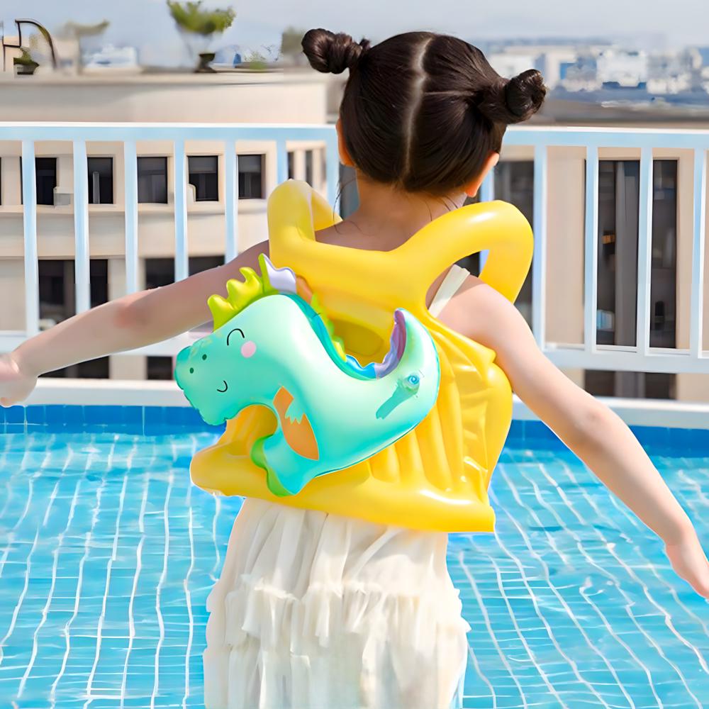 Жилет надувний для плавання для дітей динозавр Жовтий - фото 2