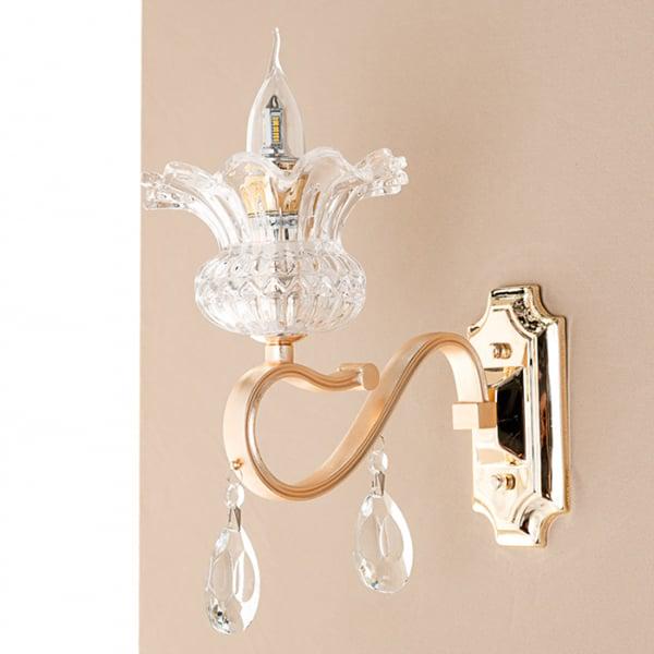 Бра Flora в формі квітки з прозорими каменями Золотий (OU046/1W)