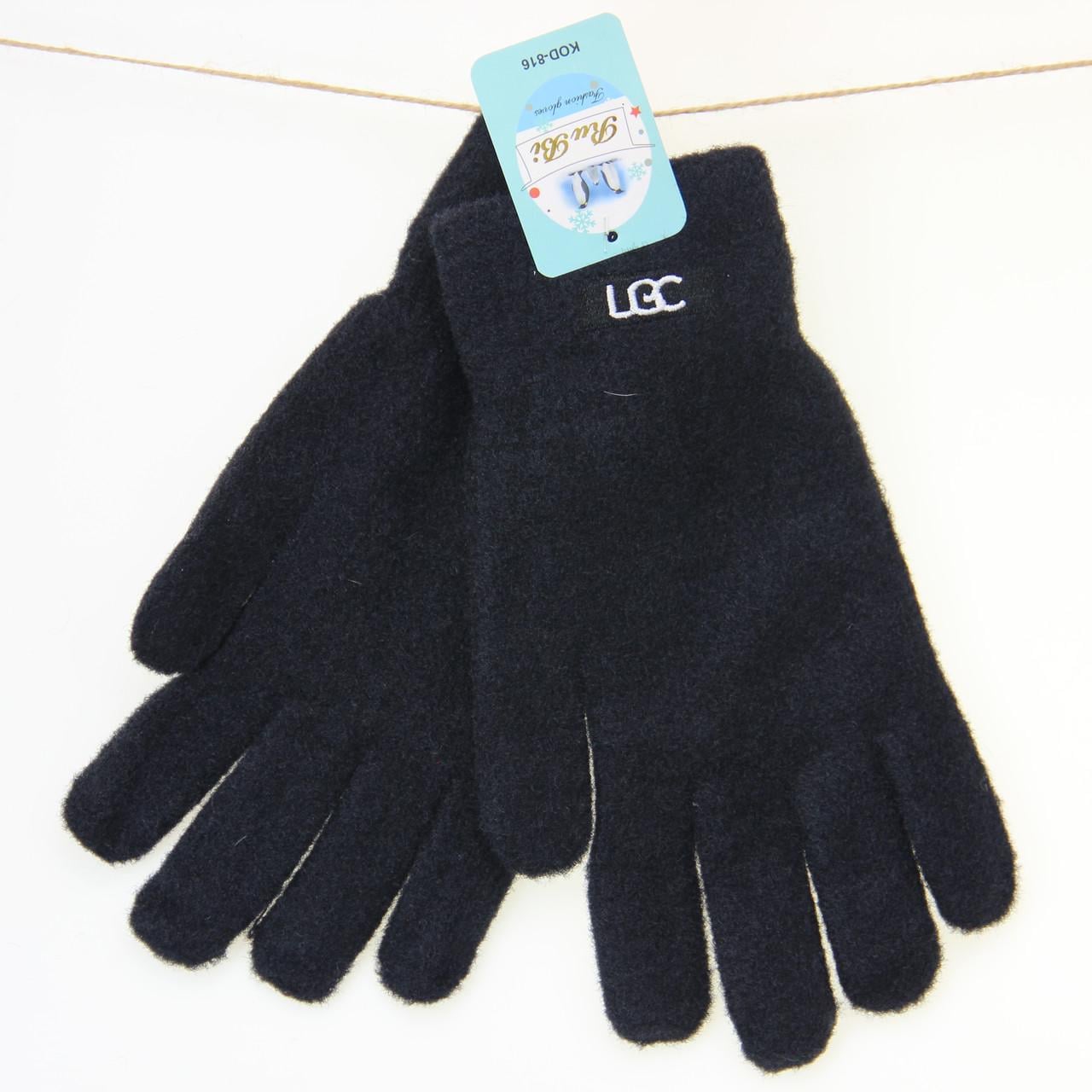 Перчатки женские Альпака шерстяные двойные S-М Черный (33884)