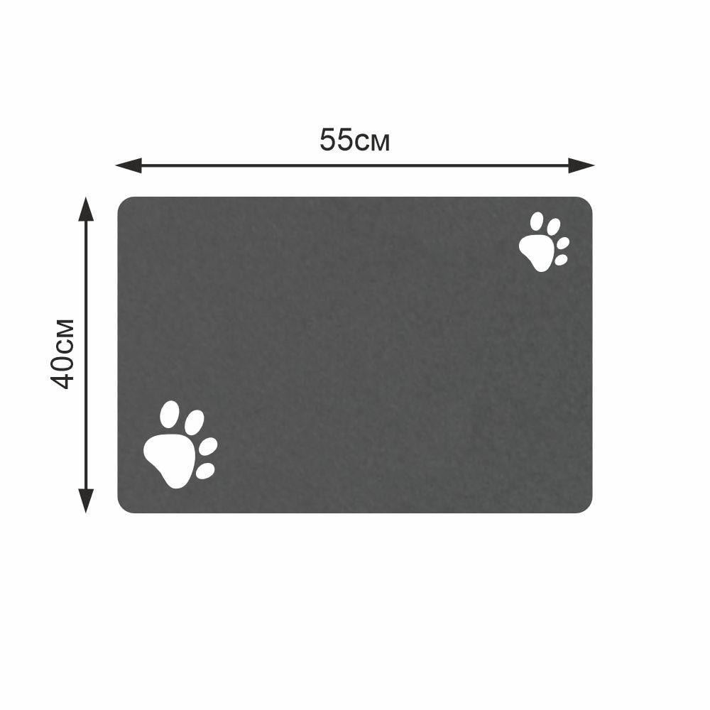 Килимок для тварин Сліди антиковзний/поглинаючий/швидковисихаючий 40х55 см Чорний (300171) - фото 2 Килимок для тварин Сліди антиковзний/поглинаючий/швидковисихаючий 40х55 см Чорний (300171) - фото 2