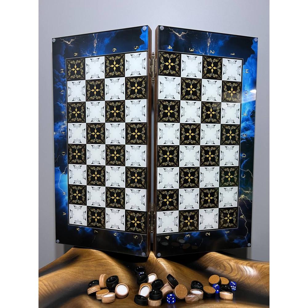 Нарды и шашки из дерева и каленого стекла без шахматных фигур 50 см (Н-160) Нарды и шашки из дерева и каленого стекла без шахматных фигур 50 см (Н-160)