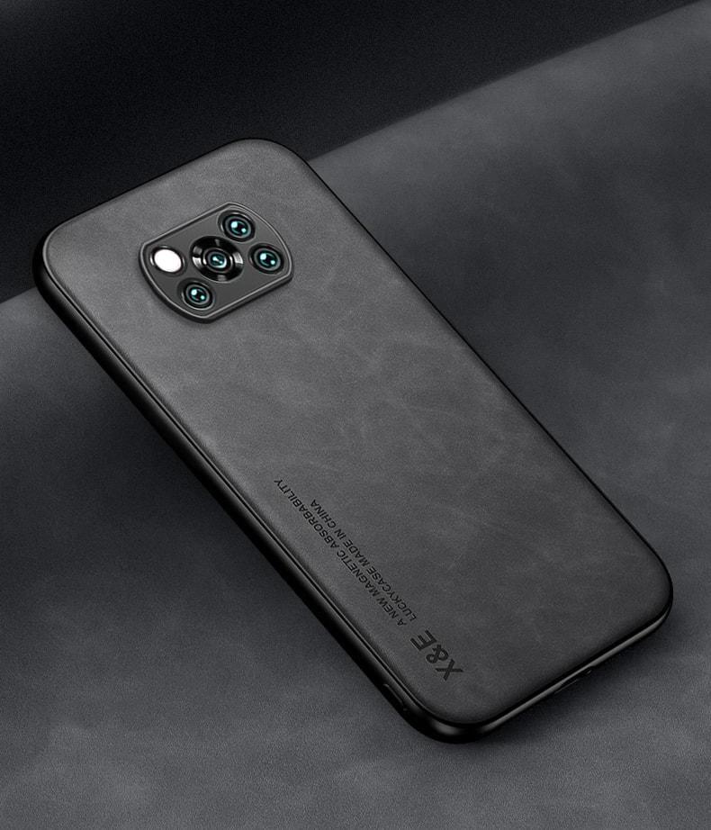 Кожаный чехол XnE Xiaomi Poco X3 с металлической вставкой Black (34266-2B)