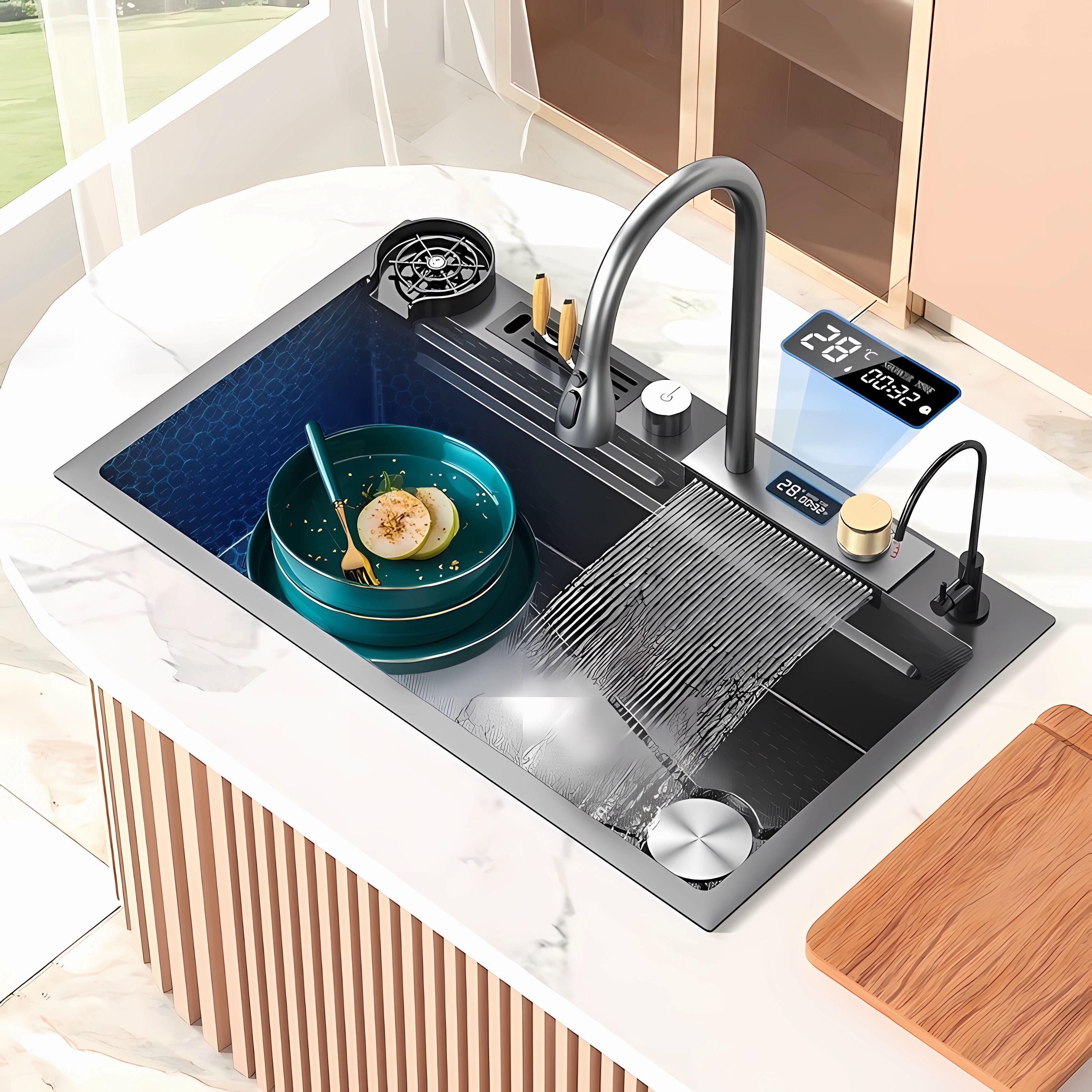 Мойка кухонная Willda ручной работы из нержавеющей стали 304 75х46х22 см Темно-серый (751044452)