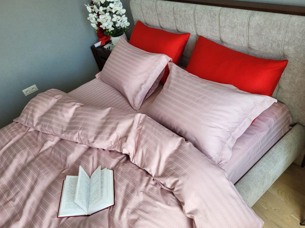 Комплект постельного белья Multi stripe двуспальный сатин Powder rose