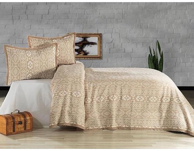 Комплект постельного белья Cotton area Evlen Noir евро сатин 9985151 Бежевый (DR012682)