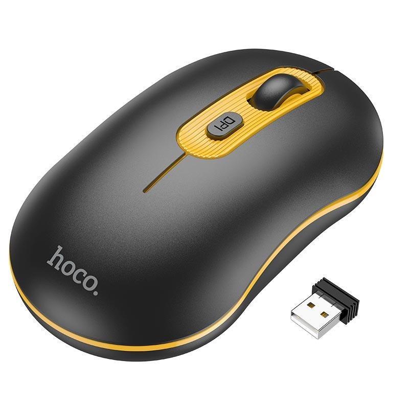 Мишка бездротова HOCO GM21 Platinum 2,4 G business wireless Black/Yellow (574179)