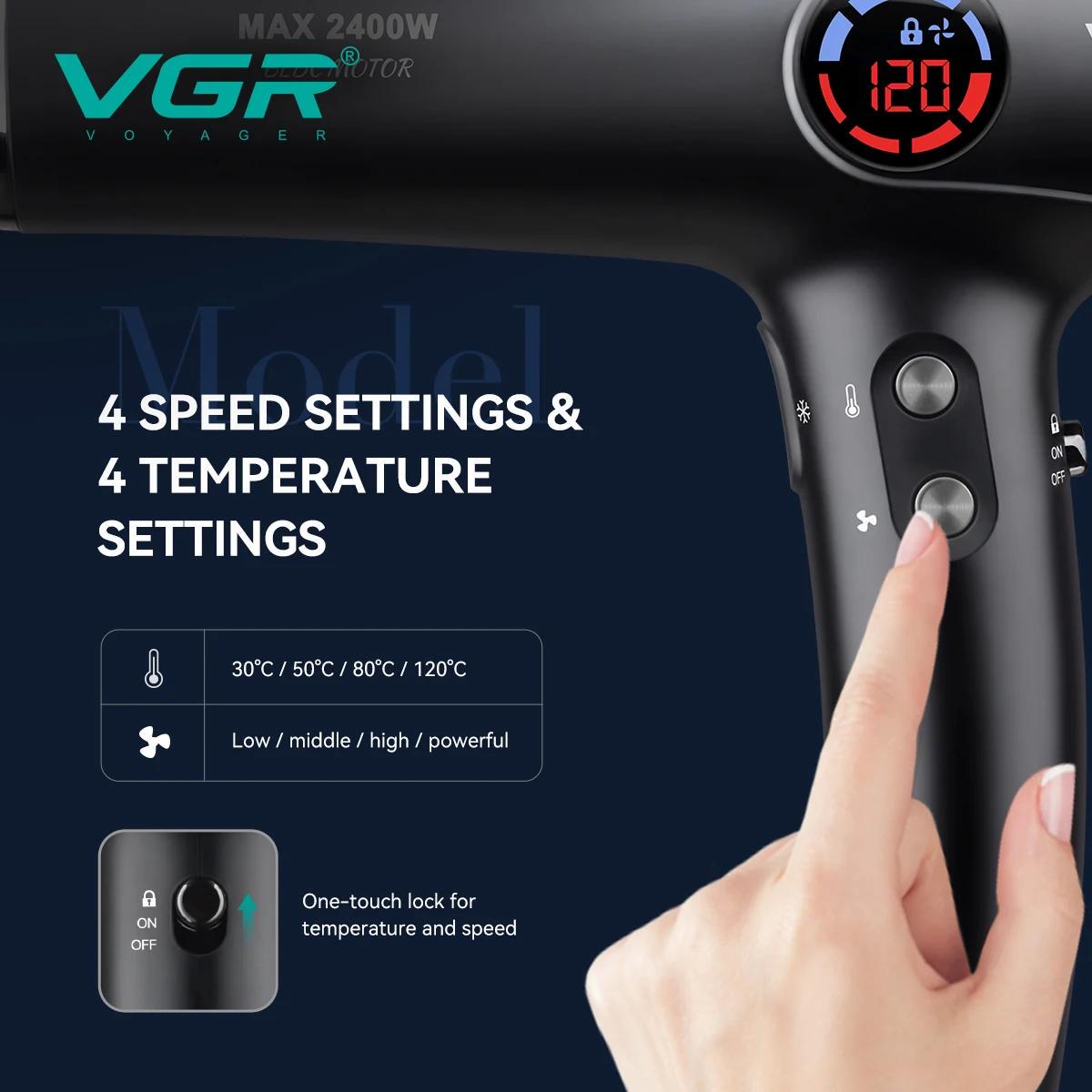 Фен VGR V469 2400 Вт з 2 насадками Чорний (30651777) - фото 5 Фен VGR V469 2400 Вт з 2 насадками Чорний (30651777) - фото 5