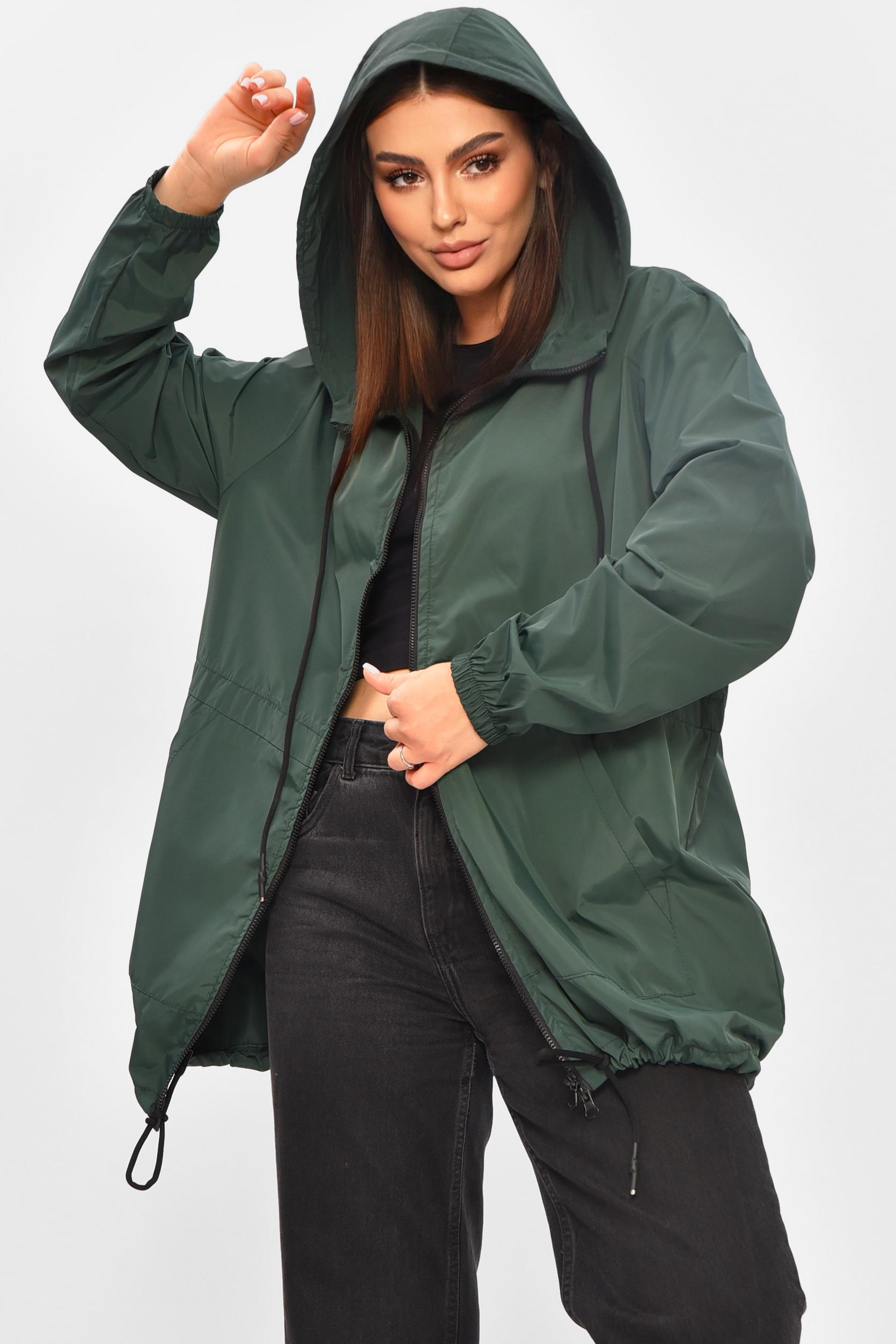 Ветровка женская однотонная р. 46/XL Темно-зеленый (205787) Ветровка женская однотонная р. 46/XL Темно-зеленый (205787)