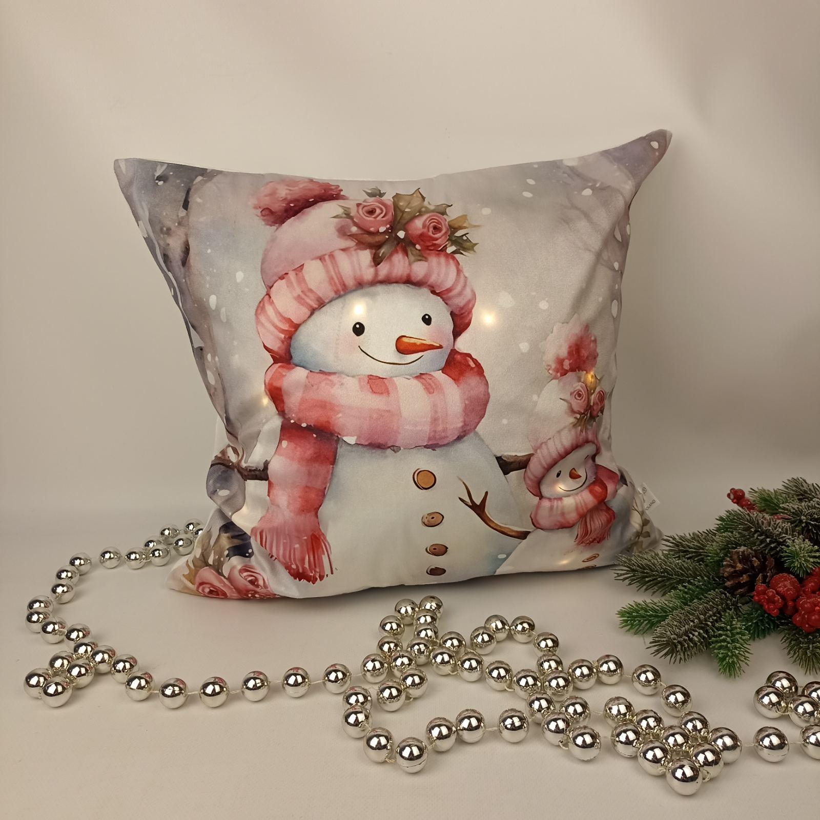 Наволочка велюровая с подсветкой Snowman 45x45 см Pink (CN36804)
