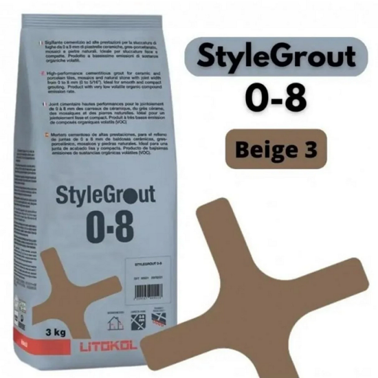 Затирка для плитки цементная Litokol StyleGrout 0-8 3 кг Beige 3 (SG08BGE30063)