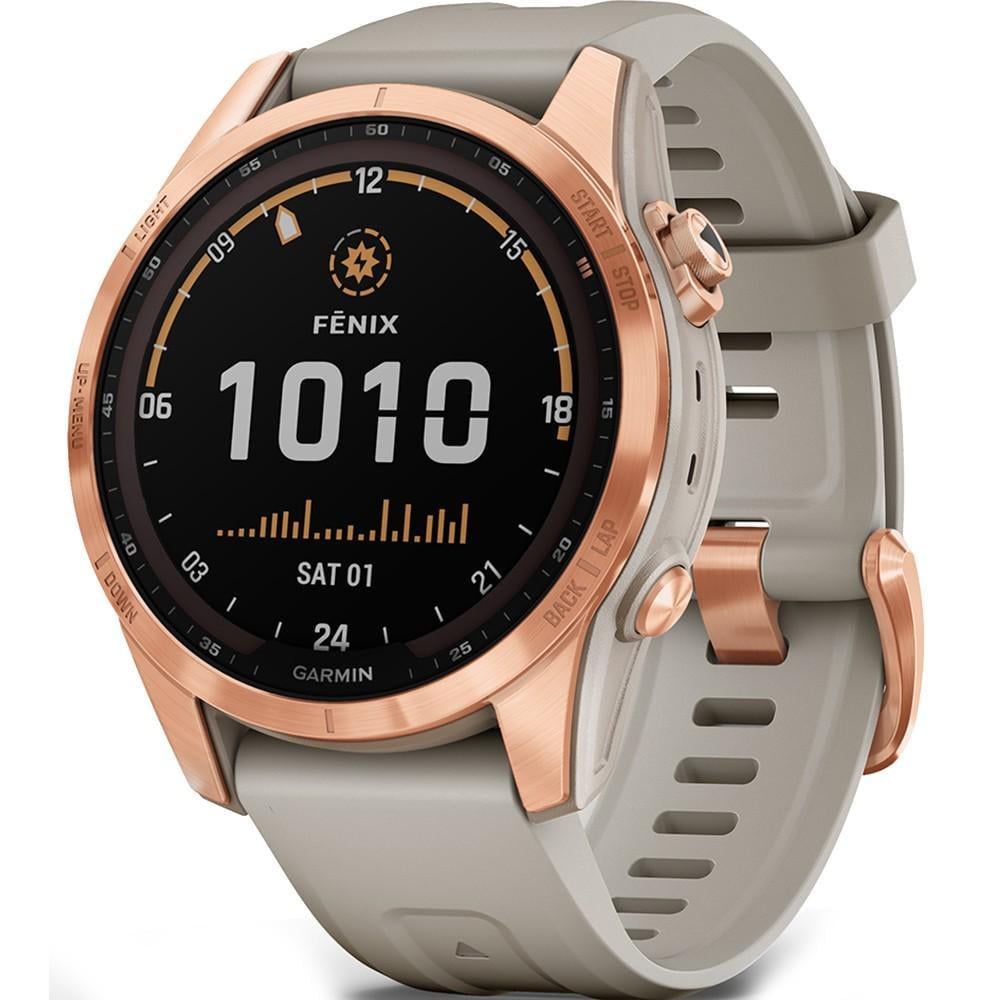 Смарт-часы Garmin fenix 7S Solar Rose Gold with Light Sand Band (010-02539-11)