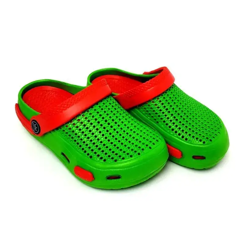 Сабо детские на девочку закрытый носок 17-17,5 см р. 28/29 Салатово-красный (ф-15-28292)