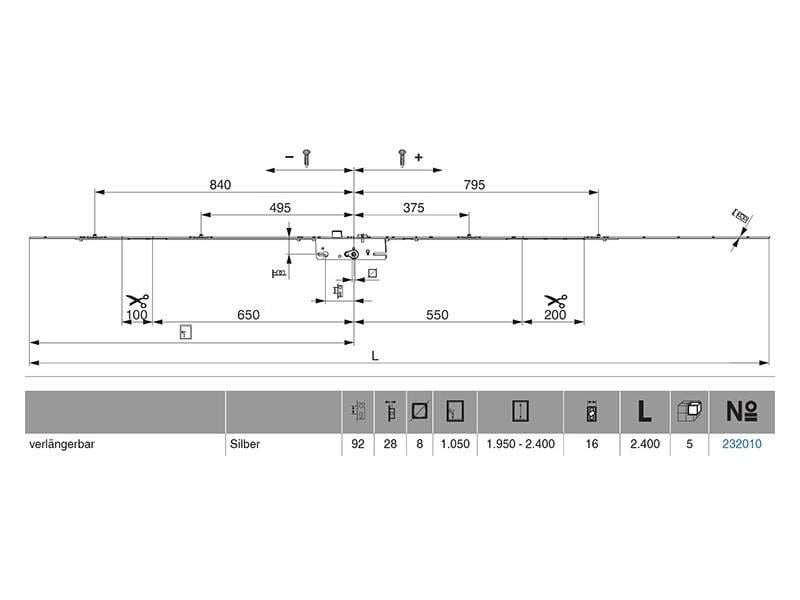 Замок-рейка дверний MACO подовжуваний G-TS 28/16/92 4 цапфи iS (232010) - фото 8 Замок-рейка дверний MACO подовжуваний G-TS 28/16/92 4 цапфи iS (232010) - фото 8