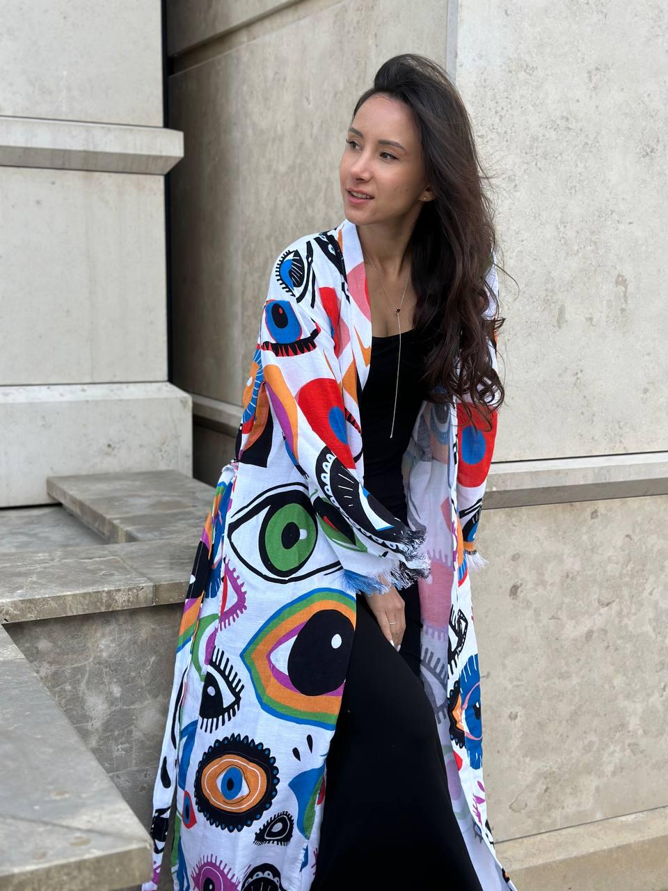 Халат-кимоно женский one size с глазами