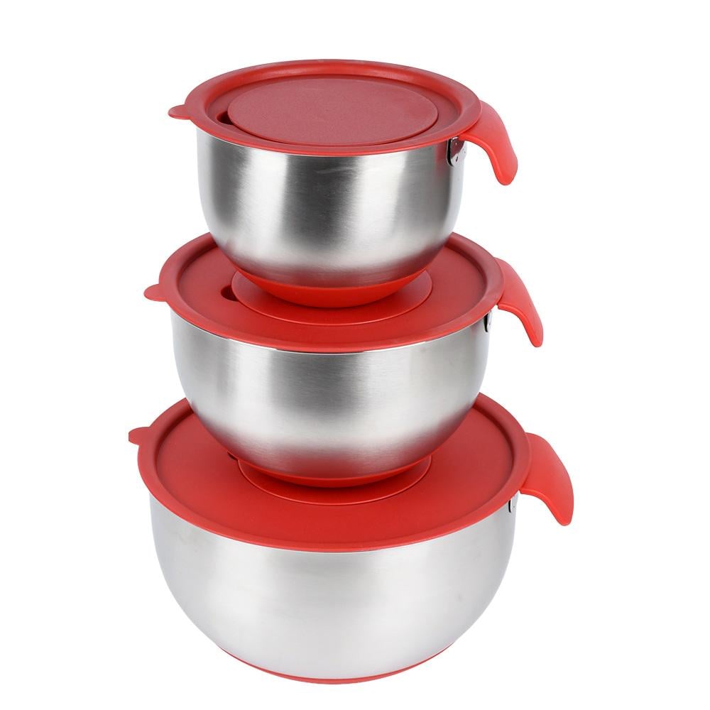 Набір мисок з кришками та терками із нержавіючої сталі 3 шт. 2/3/5 л (30869)