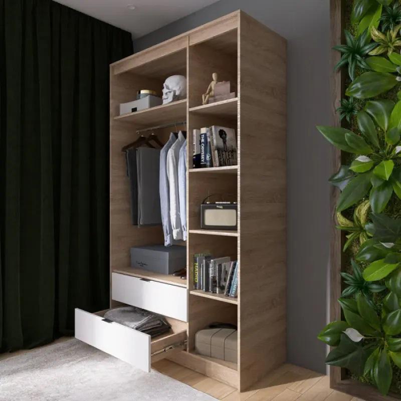 Шкаф распашной для одежды с выдвижными ящиками Эверест Сити-1200 120,2x50x204,6 см Дуб сонома/Белый (EVR-071126) - фото 4 Шкаф распашной для одежды с выдвижными ящиками Эверест Сити-1200 120,2x50x204,6 см Дуб сонома/Белый (EVR-071126) - фото 4