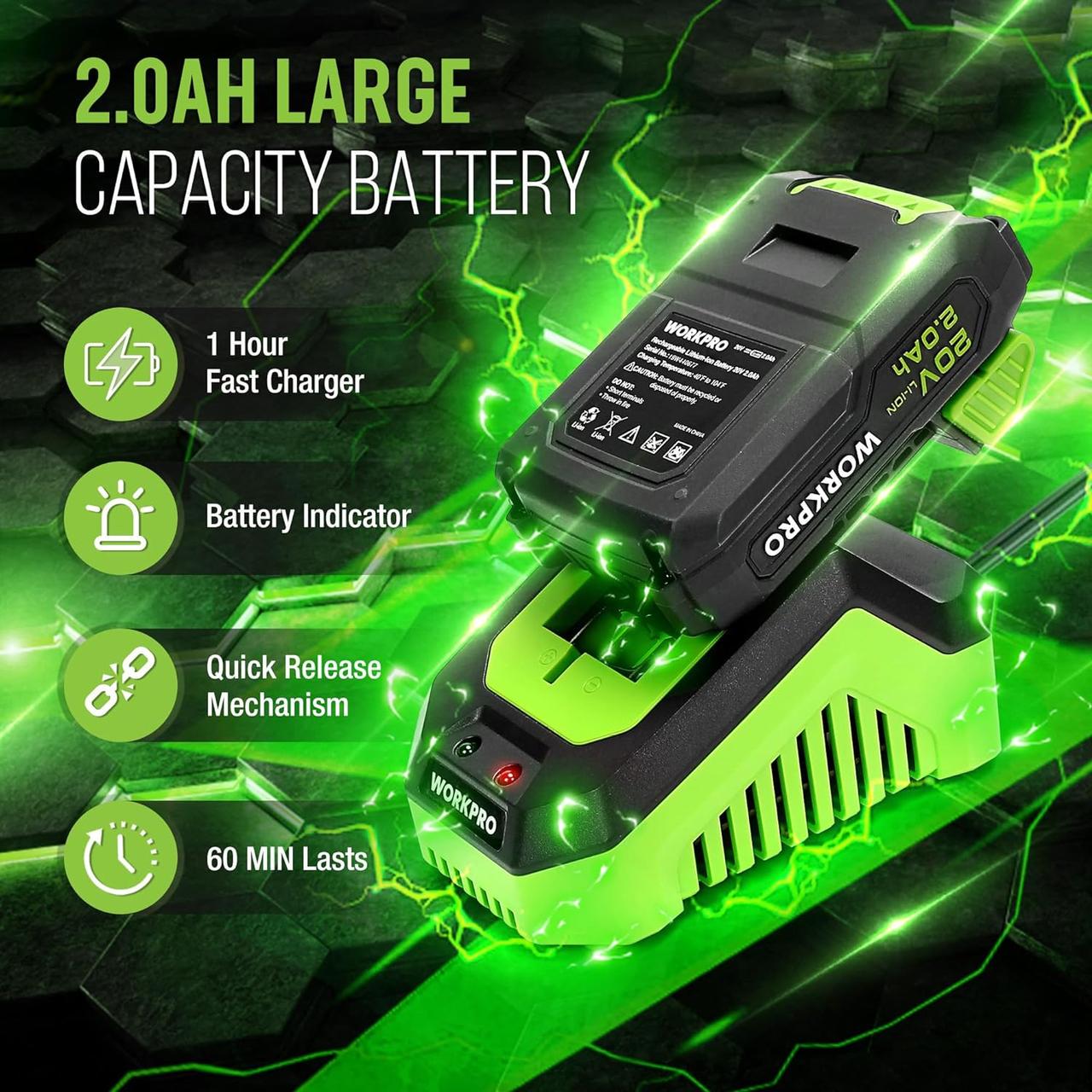 Пістолет клейовий WORKPRO 20 В з літій-іонним акумулятором 2 Ач - фото 5 Пістолет клейовий WORKPRO 20 В з літій-іонним акумулятором 2 Ач - фото 5