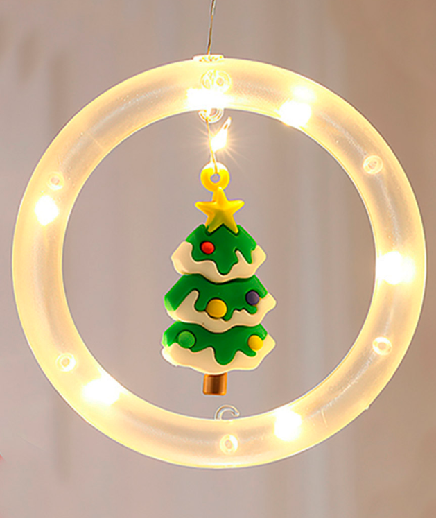 Гирлянда штора новогодняя Кольца с фигурками Елка 10 LED 2,5х0,7 м от USB Теплый белый - фото 2 Гирлянда штора новогодняя Кольца с фигурками Елка 10 LED 2,5х0,7 м от USB Теплый белый - фото 2