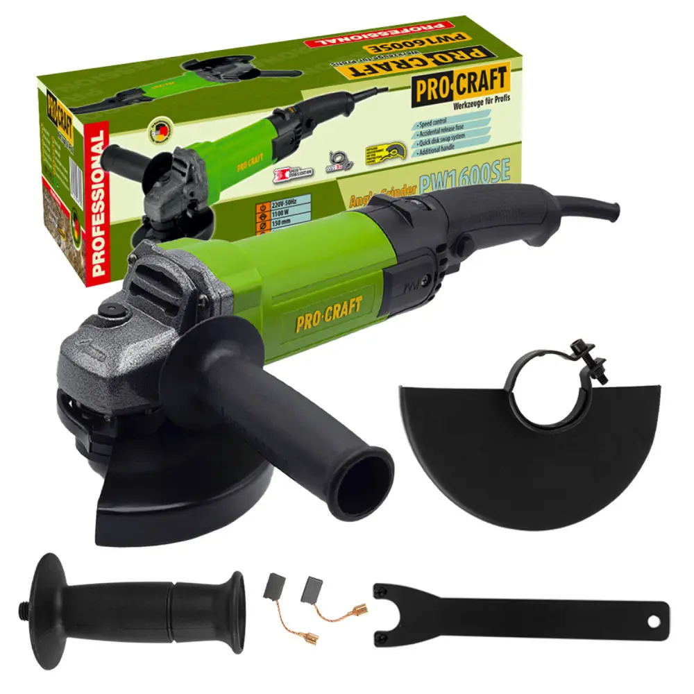 Углошлифовальная машина болгарка ProCraft PW1600SE 150 мм 1100 Вт Углошлифовальная машина болгарка ProCraft PW1600SE 150 мм 1100 Вт