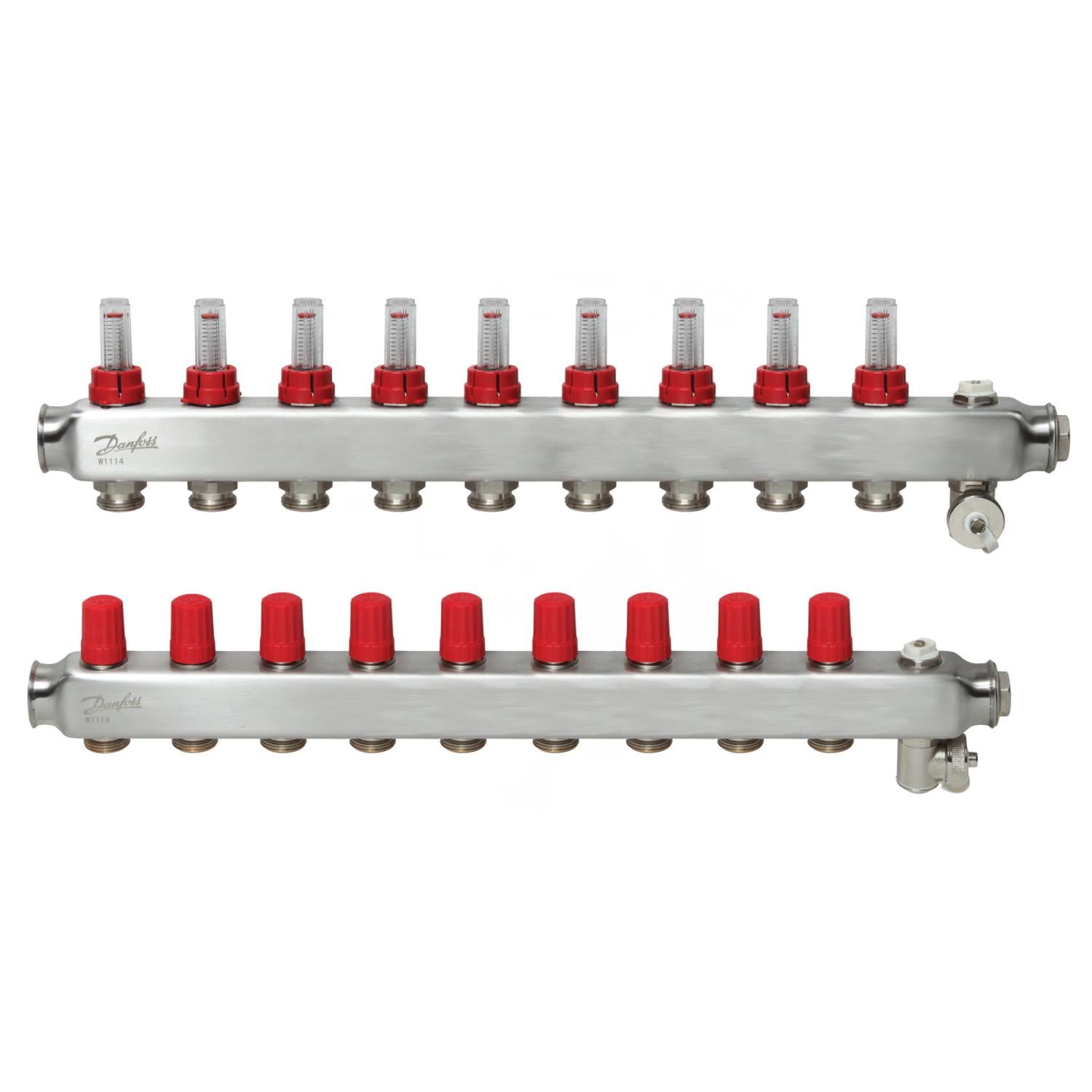 Коллектор для теплого пола Danfoss 088U0759 9 контуров с расходомерами 1"/3/4" (203991)