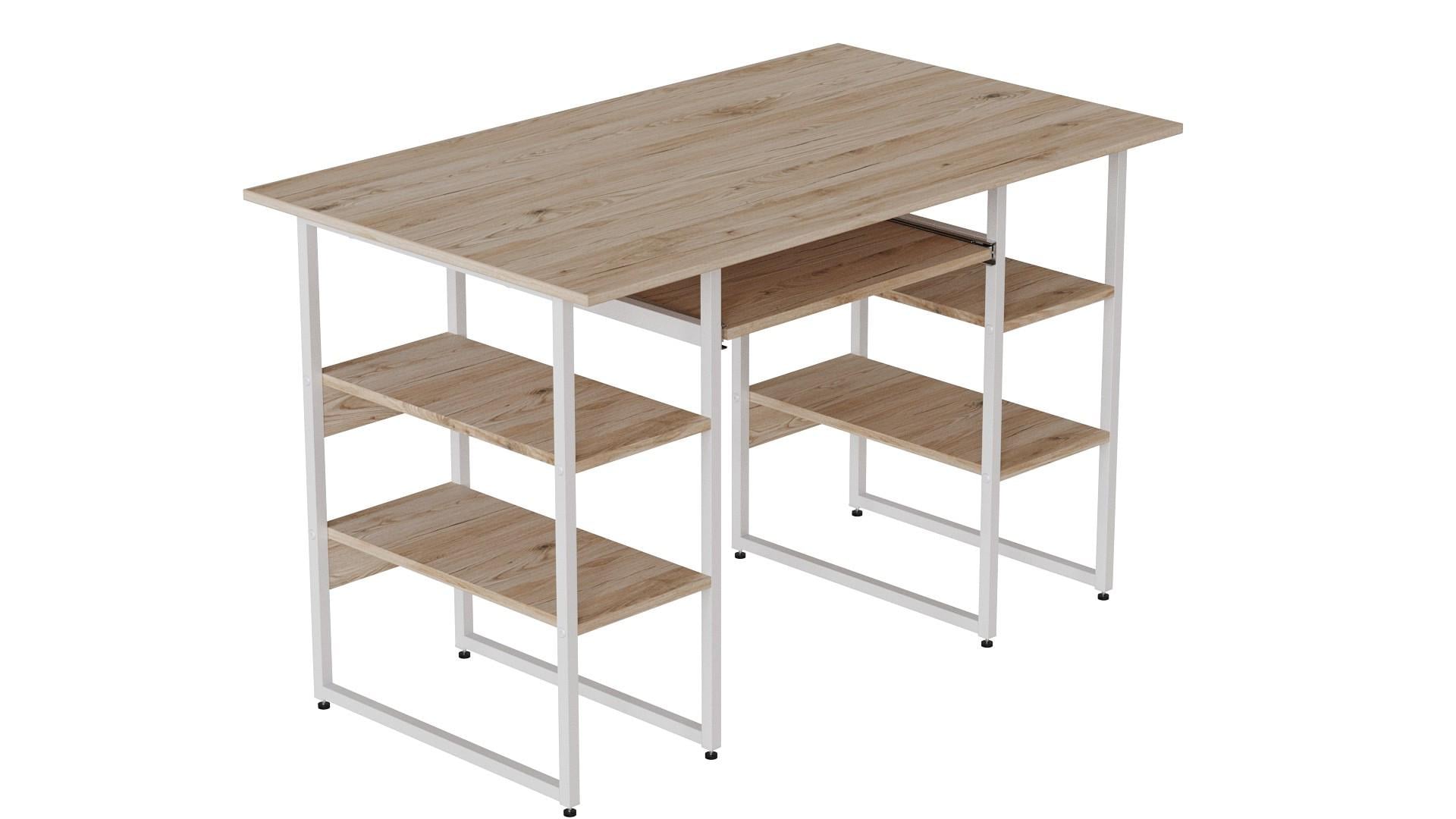 Стол компьютерный Ferrum-decor Тим ДСП 16 мм 75x140x60 см Белый/Дуб Артизан (FRD-101365)