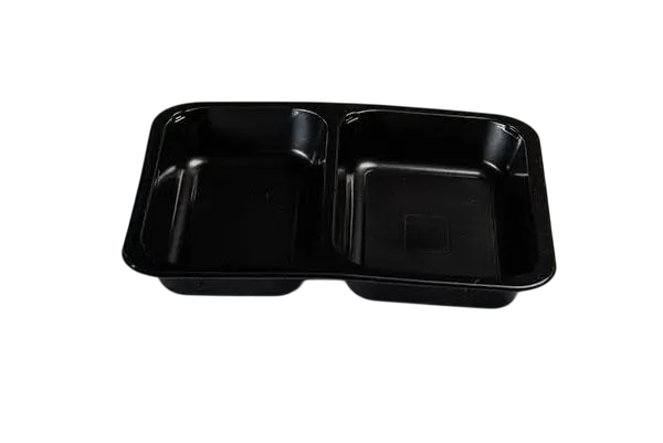 Ланч-бокс одноразовый двохсекционный Т-2 227x178x30 мм РР 50 шт. Черный (LB-0014)
