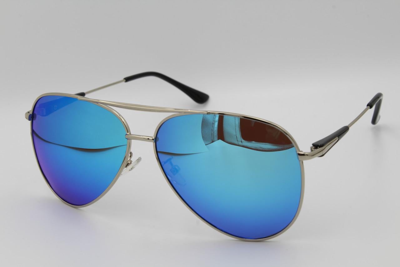 Солнцезащитные очки поляризационные зеркальные Голубой aviator Р8077 (2579452346)