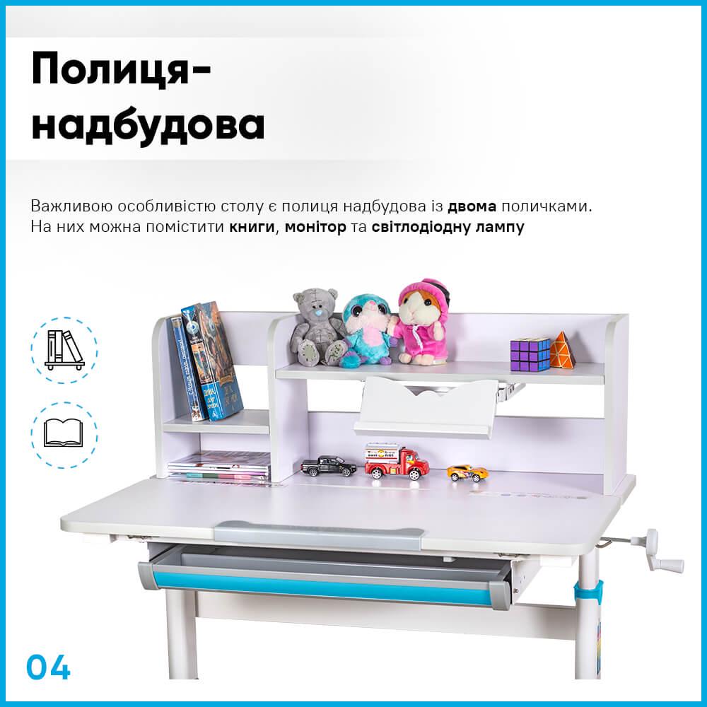 Детская школьная парта со стулом Evo-Kids BD-21 BL Голубой - фото 4