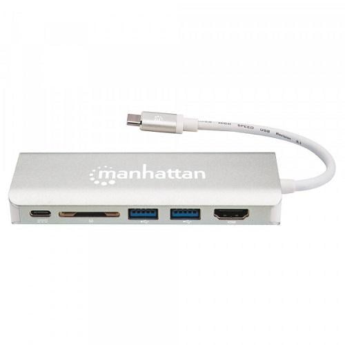 Док-станция Manhattan 152075 USB3.1 Type-C HDMI/USB 3.0x2/RJ45/SD/PD 60W