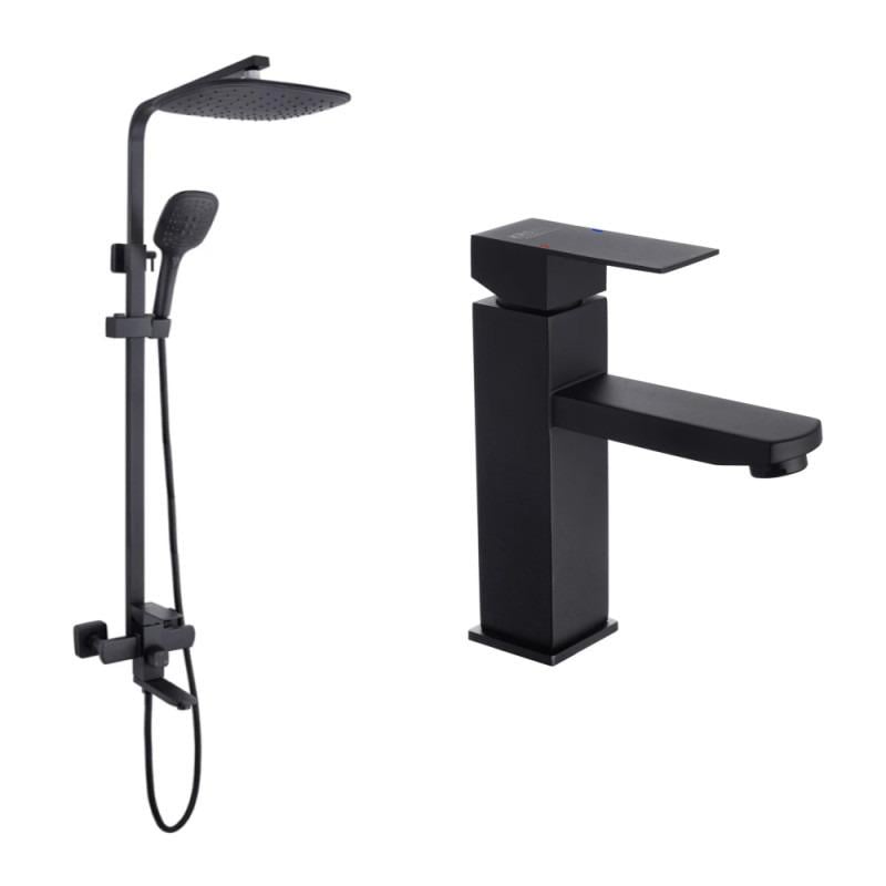 Набор смесителей для ванны Kroner KRP Edelstahl Kubus Черный (SCH010)