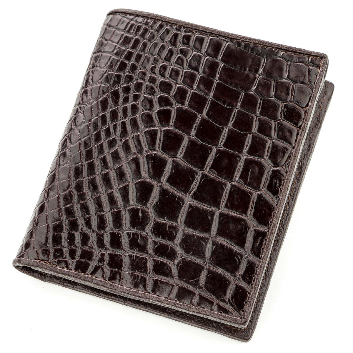Портмоне Crocodile Leather  18529 из натуральной кожи крокодила Коричневый