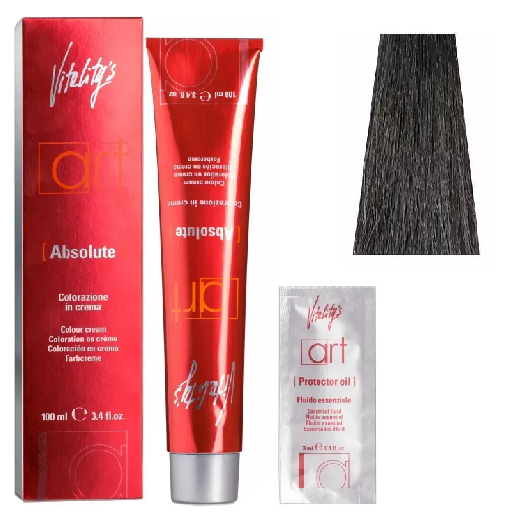 Крем-краска для волос с масляным коктейлем Vitality’s Art Absolute Hair Color Cream 7/71 Антрацитово-пепельный блонд 100 мл