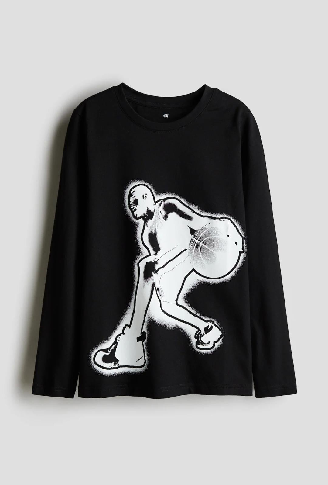 Лонгслів підлітковий для хлопчика H&M 170 см Чорний (26070802D)