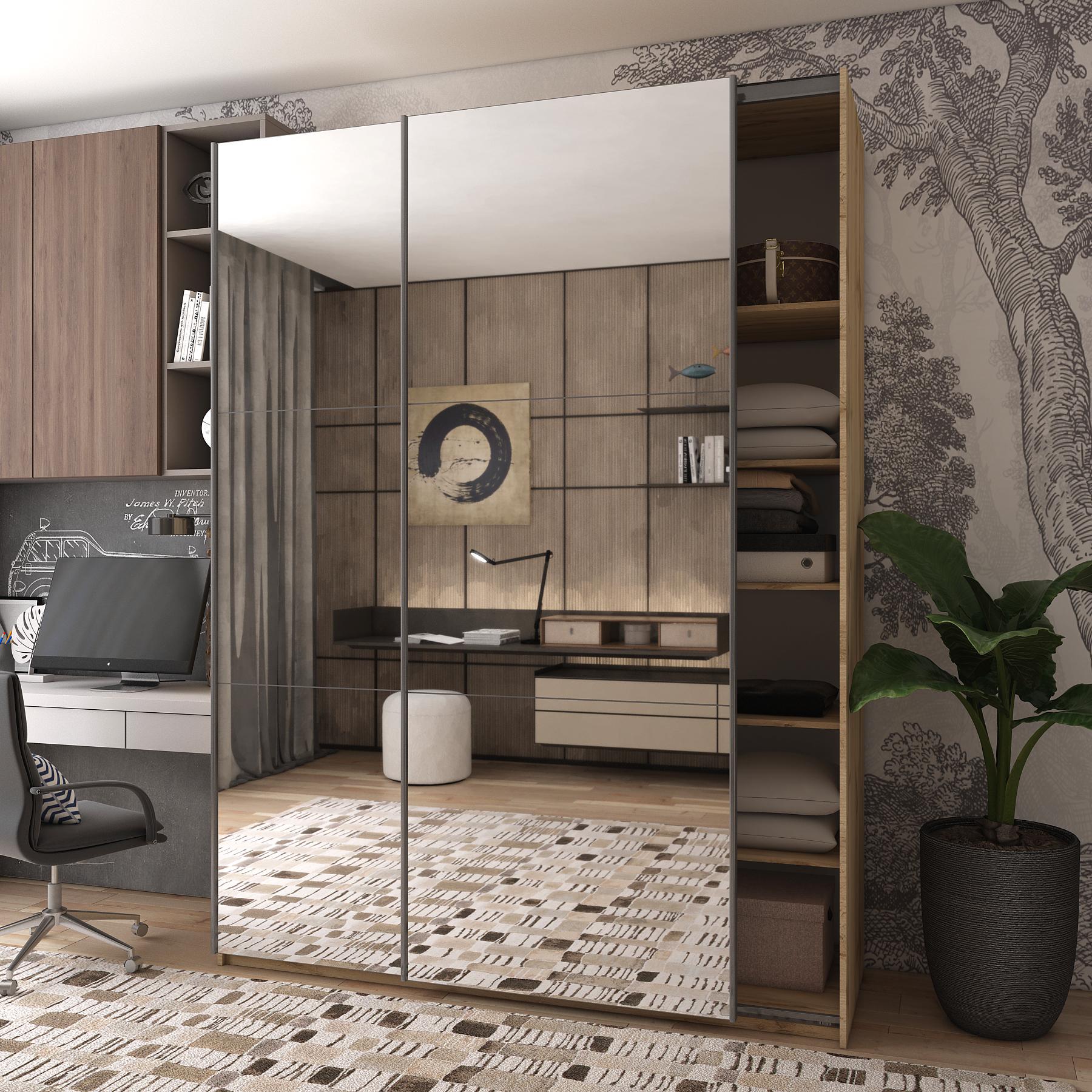 Шкаф-купе двухдверный Doros G-Caiser 180х60х240 см Тахо/2 Зеркала (DRS-011041)