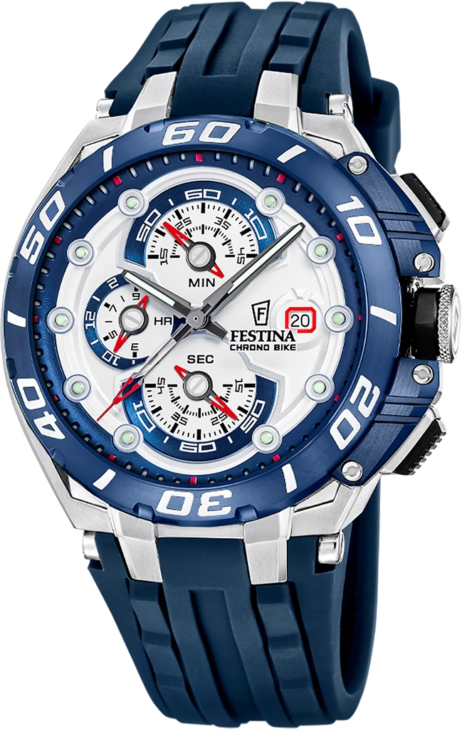 Наручные часы мужские Festina F20755/1 Chrono Bike со стальным корпусом WR 200 м и белым циферблатом