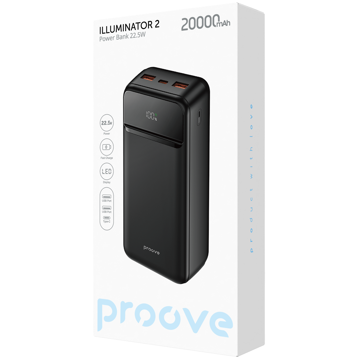 Повербанк Proove Illuminator 22,5W 20000 mAh Черный (534760) - фото 2