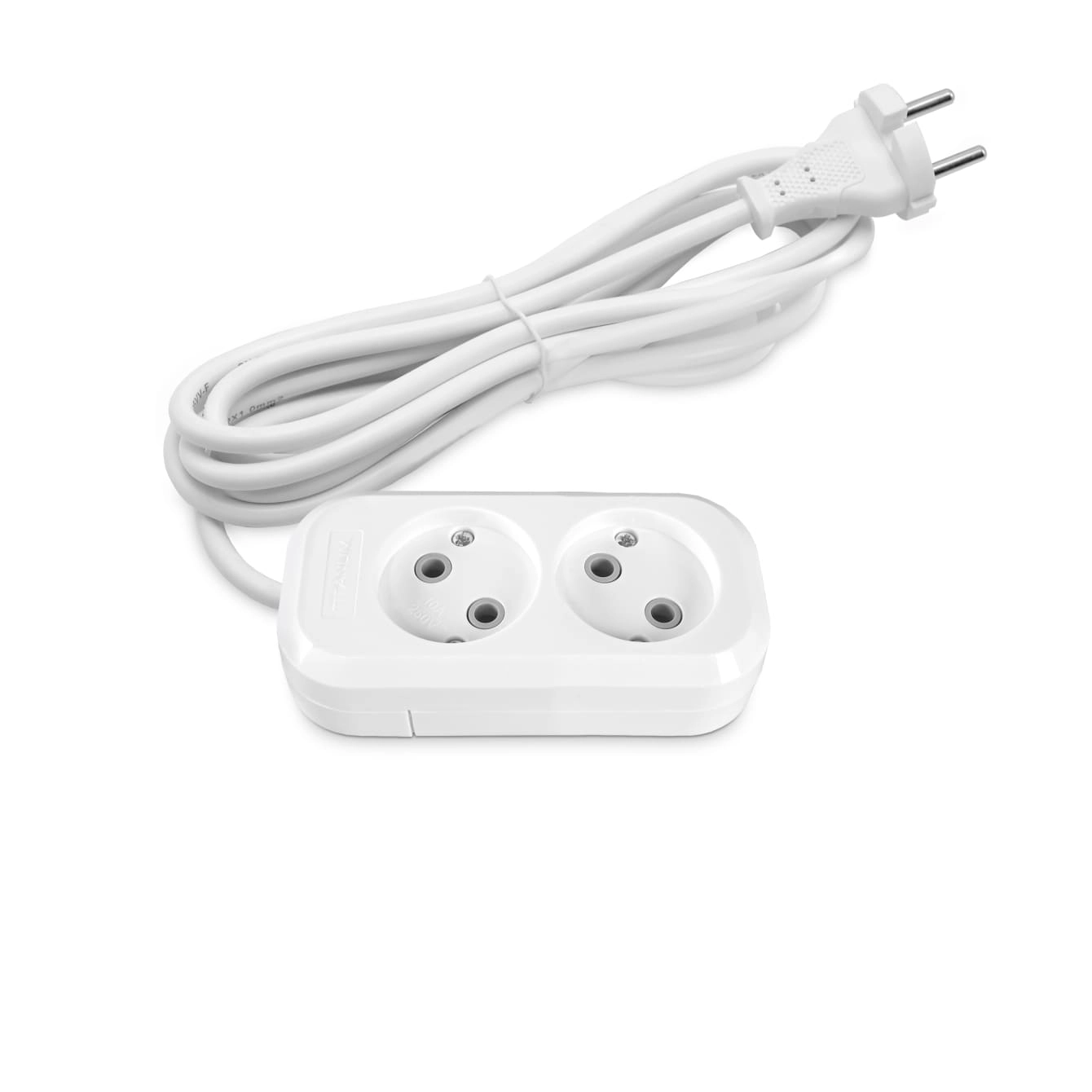 Подовжувач мережевий TITANUM STANDARD без заземлення 2 гнізда 3 м 2x1 мм Білий (TF-ES210-3W) Подовжувач мережевий TITANUM STANDARD без заземлення 2 гнізда 3 м 2x1 мм Білий (TF-ES210-3W)