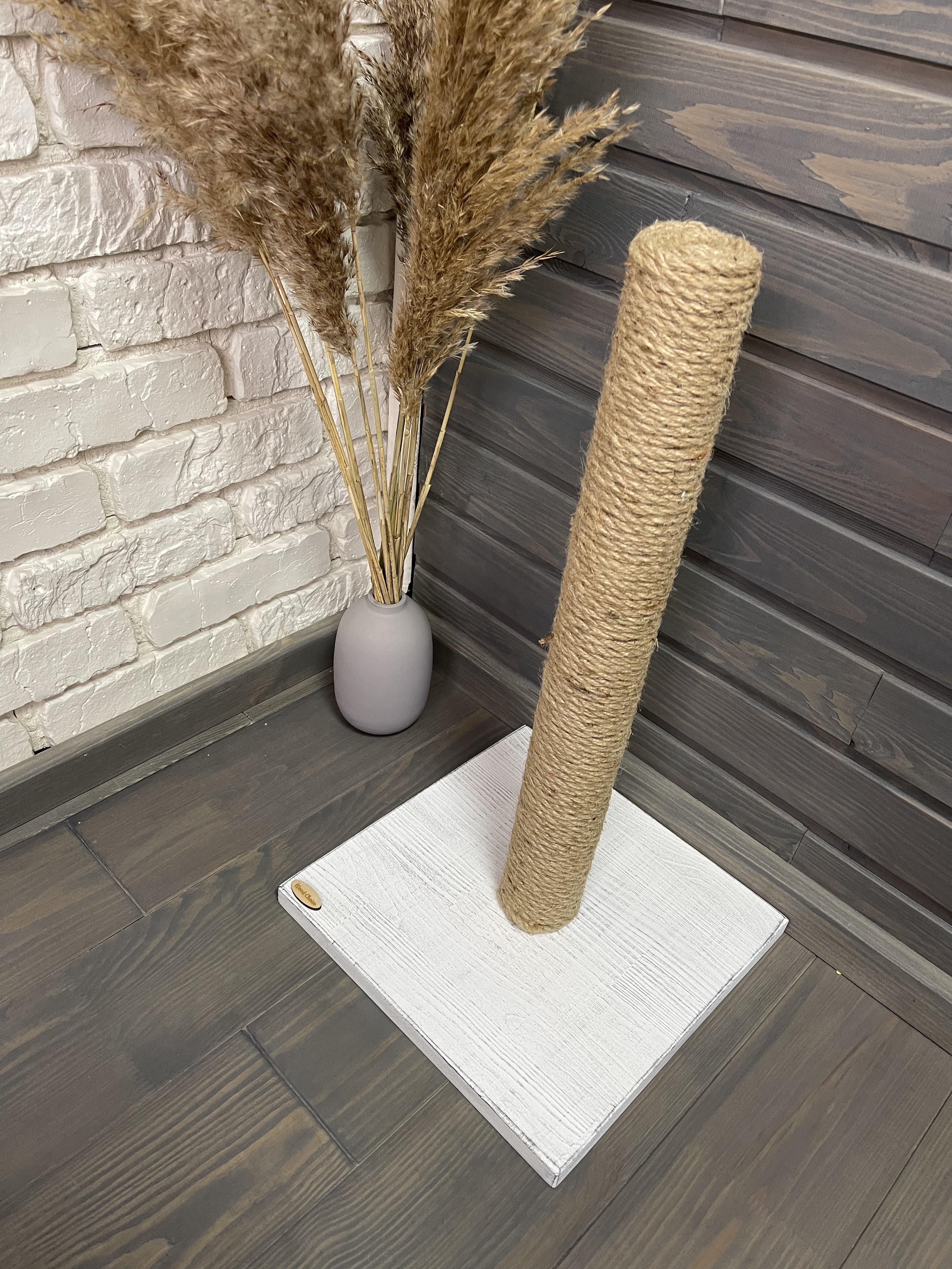 Когтеточка для кошек деревянная 30х30х55 Бело-серый (110) - фото 1