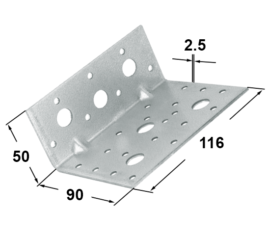 Кутник прижимний TEEM посилений 90х50х116х2,5 мм (7235) - фото 2 Кутник прижимний TEEM посилений 90х50х116х2,5 мм (7235) - фото 2
