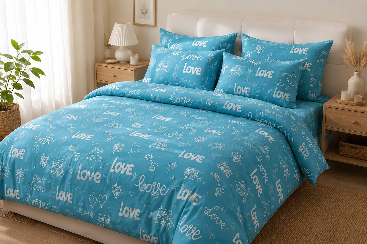 Комплект постільної білизни Love on blue бязь євро 240х220 см (KP-G-2LOB/E)