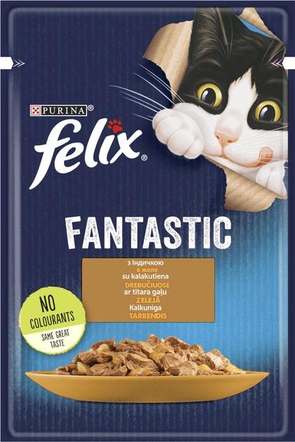 Корм для котів вологий Felix Fantastic з індичкою в желе 85 г 26 шт. (1151/26) - фото 1