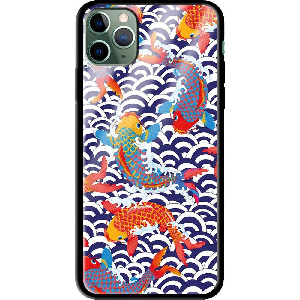 Чехол Boxface iPhone 11 Pro Max Koi Fish Черный силикон со стеклом (38194-up2477-38347)