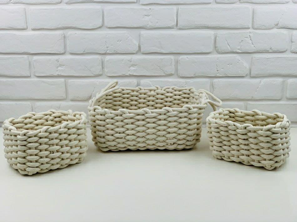Набор корзин плетёных Decors Knot 4-20-10-2 3 шт. Белый (DR001090)