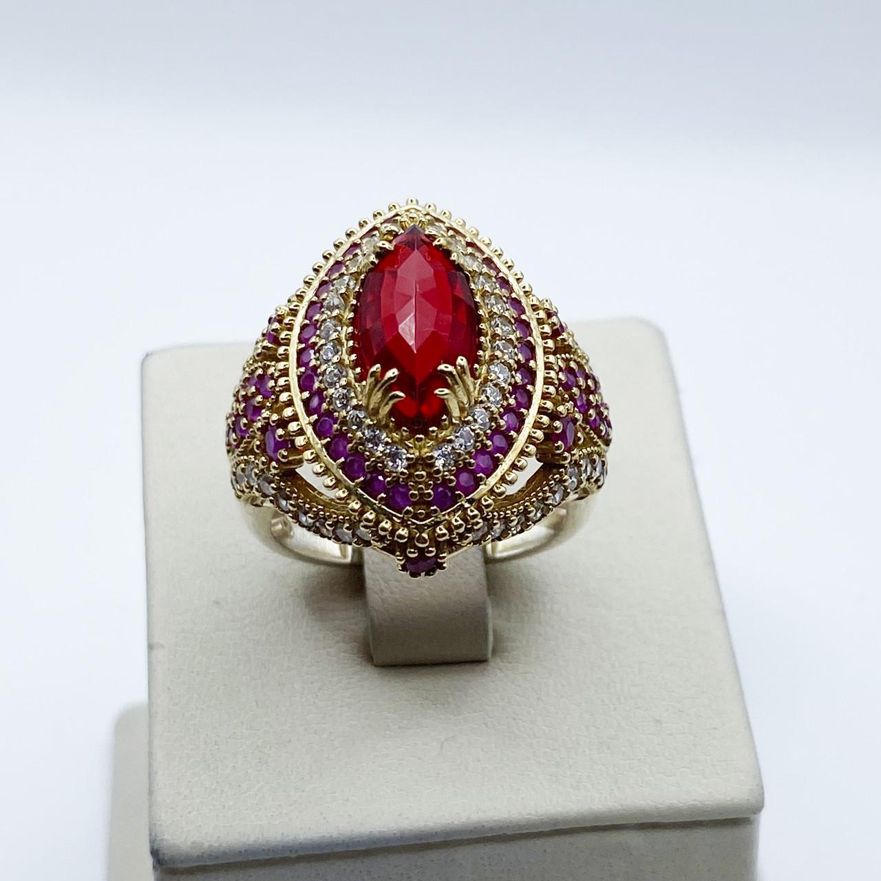 Кольцо серебряное Роксолана с корундом и кубическим цирконием р. 19 9,2 г (2061356783)