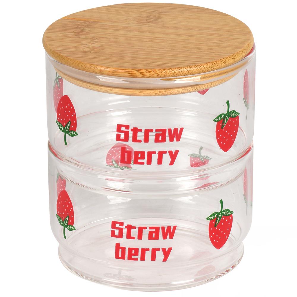 Набір банок з бамбуковою кришкою strawberry 2 шт. 400 мл