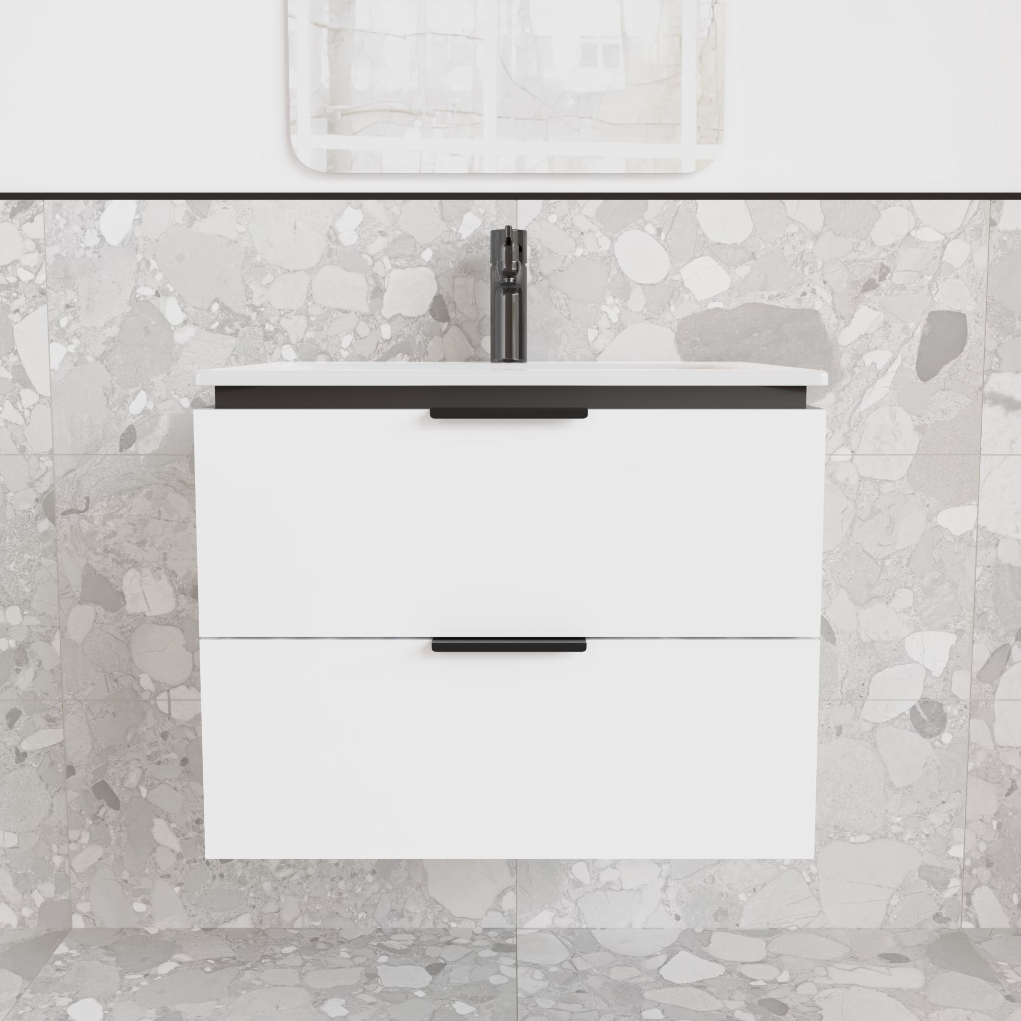 Тумба подвесная с раковиной MVK Vostok Icon 55 В2 550х450х530 мм Эмаль Белый Матовый (p255wh) - фото 1