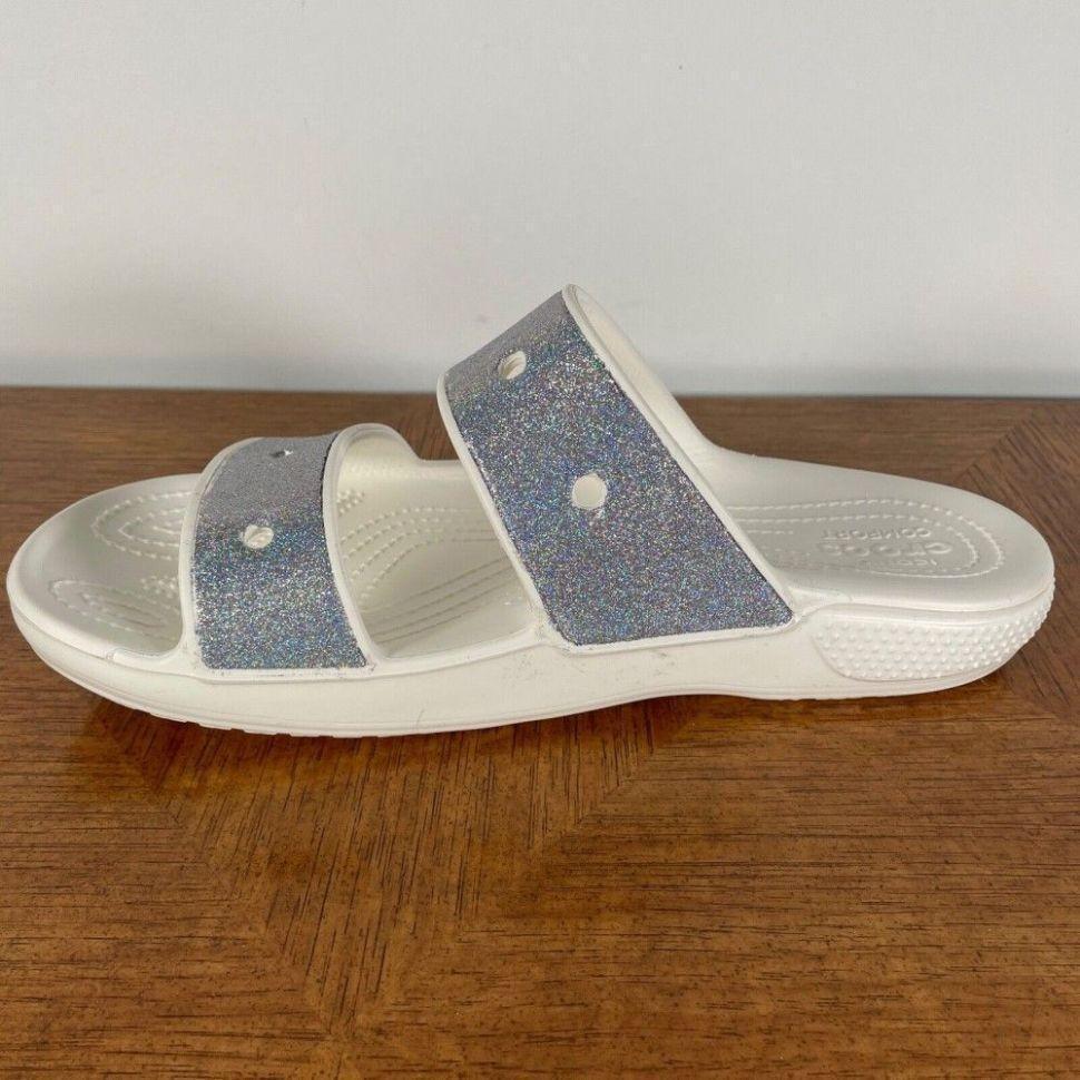 Шльопанці жіночі утеплені Crocs Classic Crocs Glitter Sandal р. 39-40 Білий (14992) - фото 7